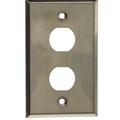 Cable Wholesale 2 Port Single Gang Outdoor Wall Plate with Water Seal, Stainless Steel 30X8-71002